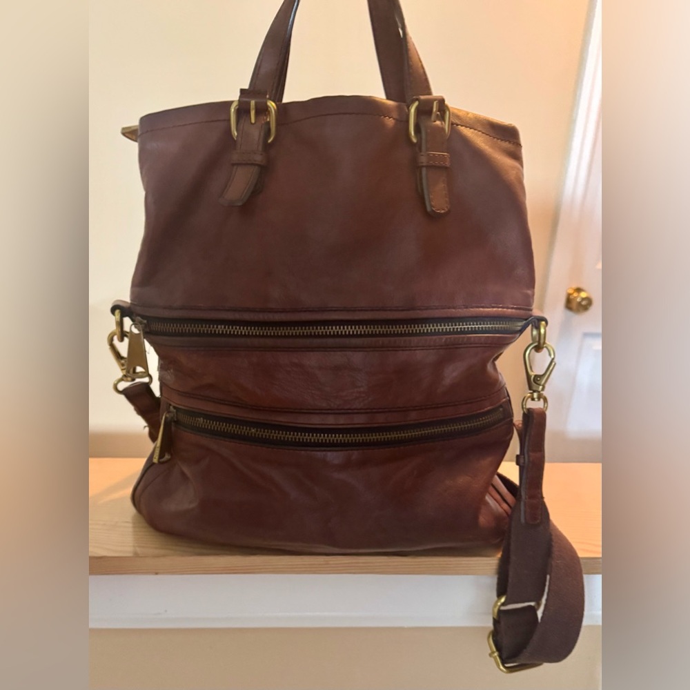 Fossil Brown Leather Crossbody Bag - Picture 2 of 14